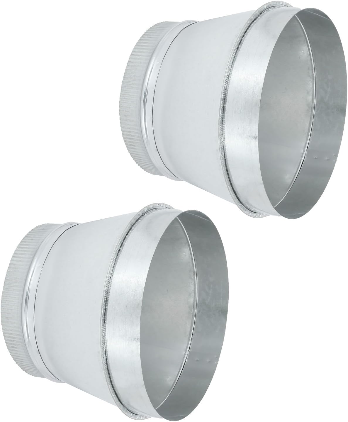 PATIKIL 8 Inch to 7 Inch Duct Reducer, 2 Pcs Galvanized Steel Round Air Duct Reducer Crimped Pipe Increaser Adapter Connector Fitting Coupling for HVAC, Ventilation Systems