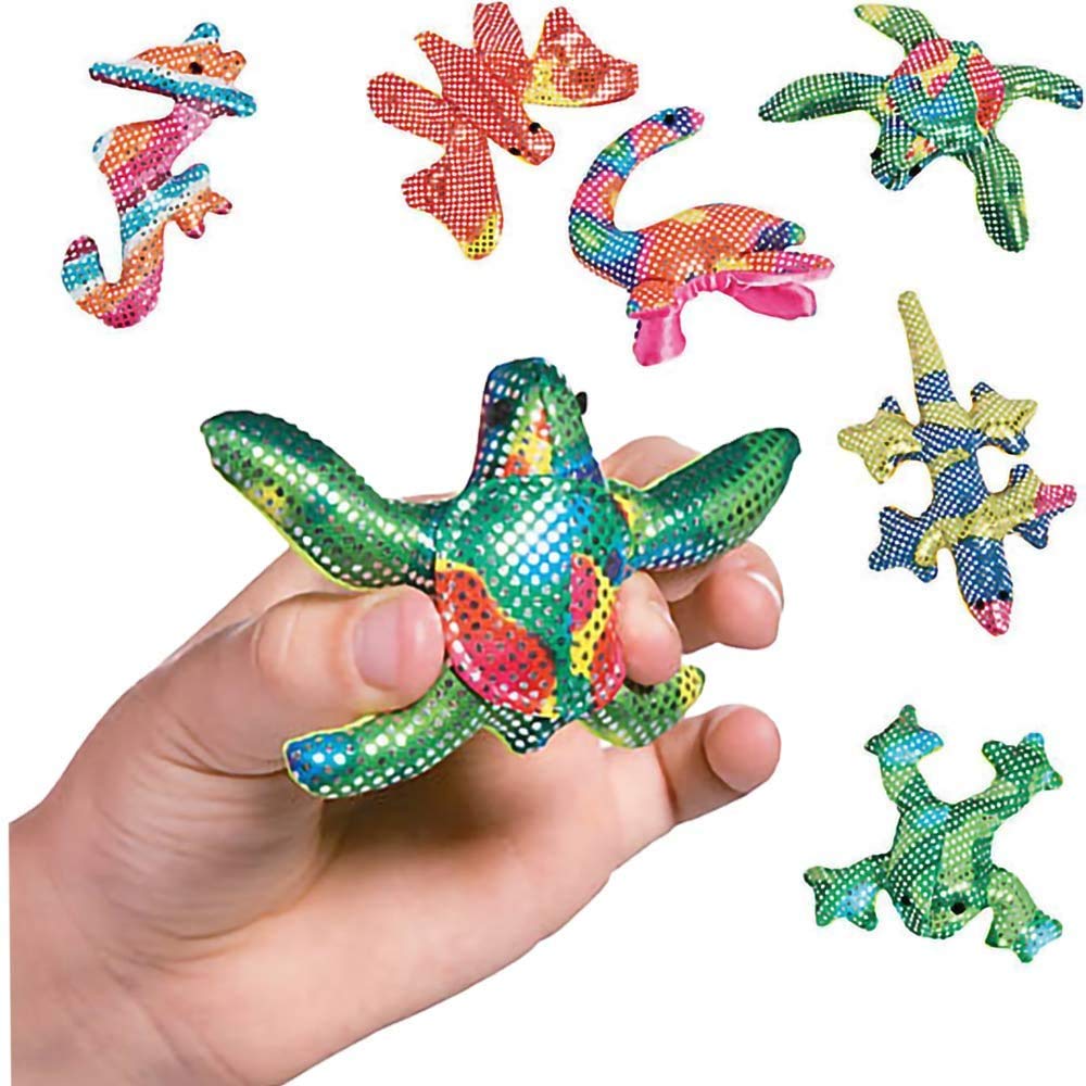 The Dreidel Company Mini Plush Glitter Animals, Soft Toys for Kids, 12 Count