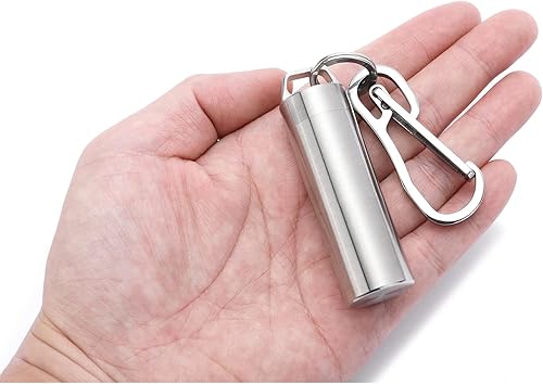 Miniatura 6 de Pastillero pequeño, portátil de metal para pastilleros, llavero, impermeable, contenedor de pastilleros, mini organizador de pastillas de acero