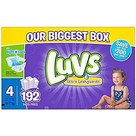 Luvs Size 4 Diapers Big Box: 192 Count Ultra Leakguards for Exceptional Protection