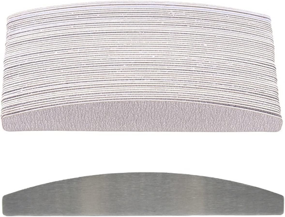 Trusttwo 50/100pcs Grau Professionelle Nagelfeilen 100 180 240 Bulk Removalble Pads Mit Metallgriff Edelstahl Verdicken Eva Schleifpapier, Multicolor