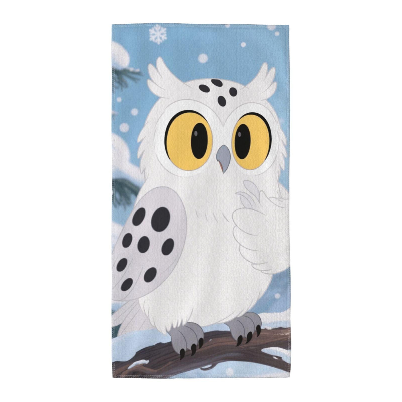 FekiLoot Absorbent Hand Towels 12"X24" Decorative Bathroom Towel Soft Microfiber Face Towel Cartoon Owl Snow Dish Kitchen Towels for Bathroom Kitchen Hotel Spa Bath Towels