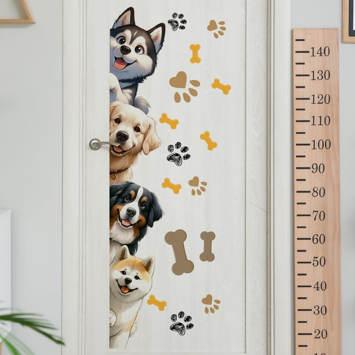 Wall Story Cute Dogs Wall Decals, Paw Prints and Bone Pattern Stickers for Kids Room, Decorative Wall Art, Size-32X12 Cm-image-36