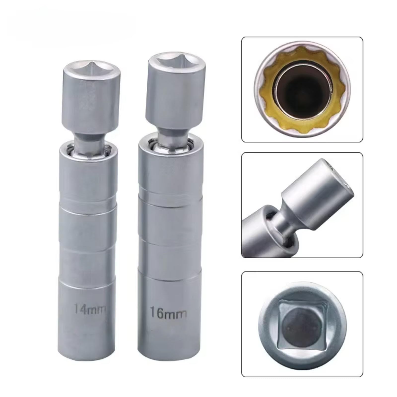 Llave De Bujía 2 Uds Enchufe De Bujías Automotrices 14mm 16mm Herramienta Extracción Giratoria Herramientas Instalación De Enchufe De Bujías Magnéticas