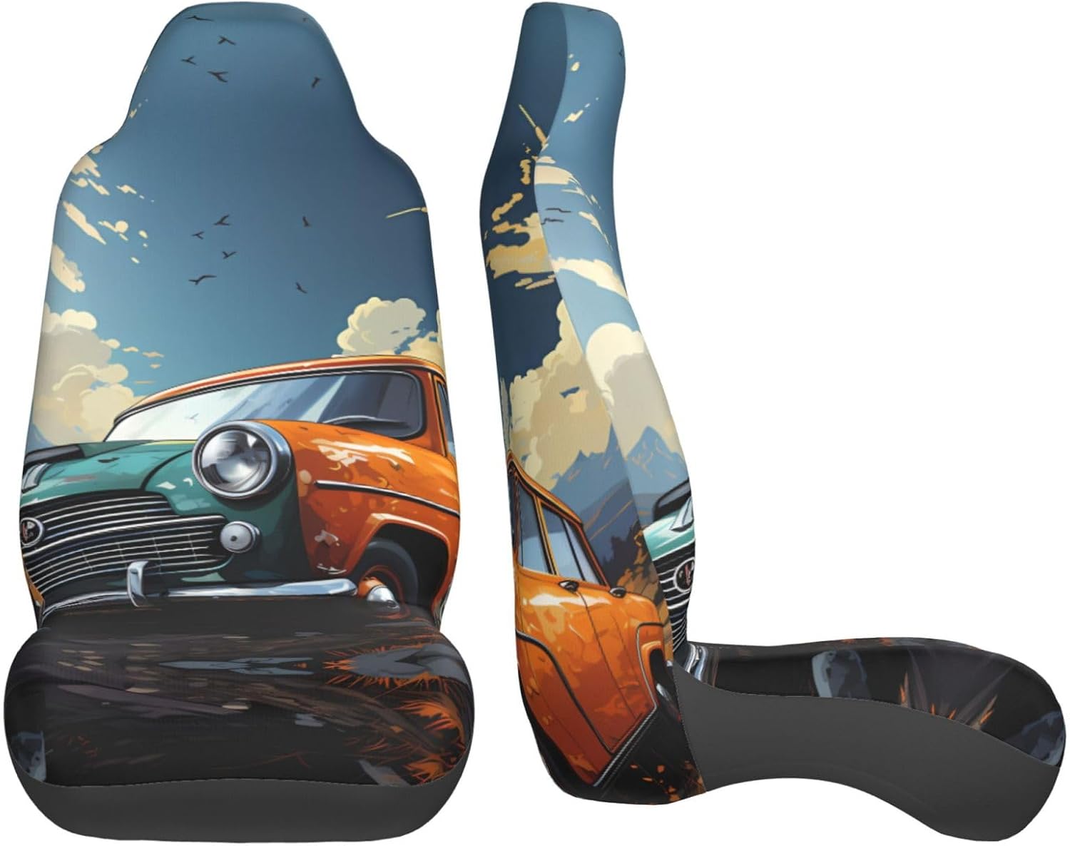 Universal Take a Trip in the car Printed car seat Covers are Suitable for Most Seats in Trucks, Vans, and Other Similar Vehicles.