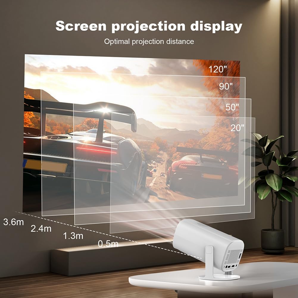 Mini Proiettore Portatile con WiFi e Bluetooth, 4K Full HD Rotazione 180°, Piccolo Proiettore per Film Spina EU