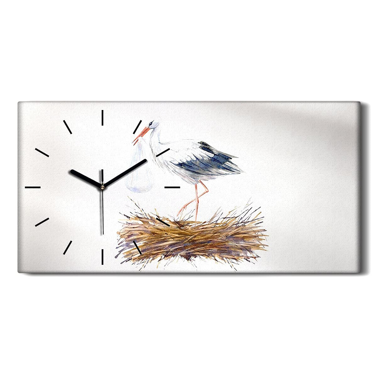Horloge sur toile 60x30cm image art moderne déco murale silencieuse