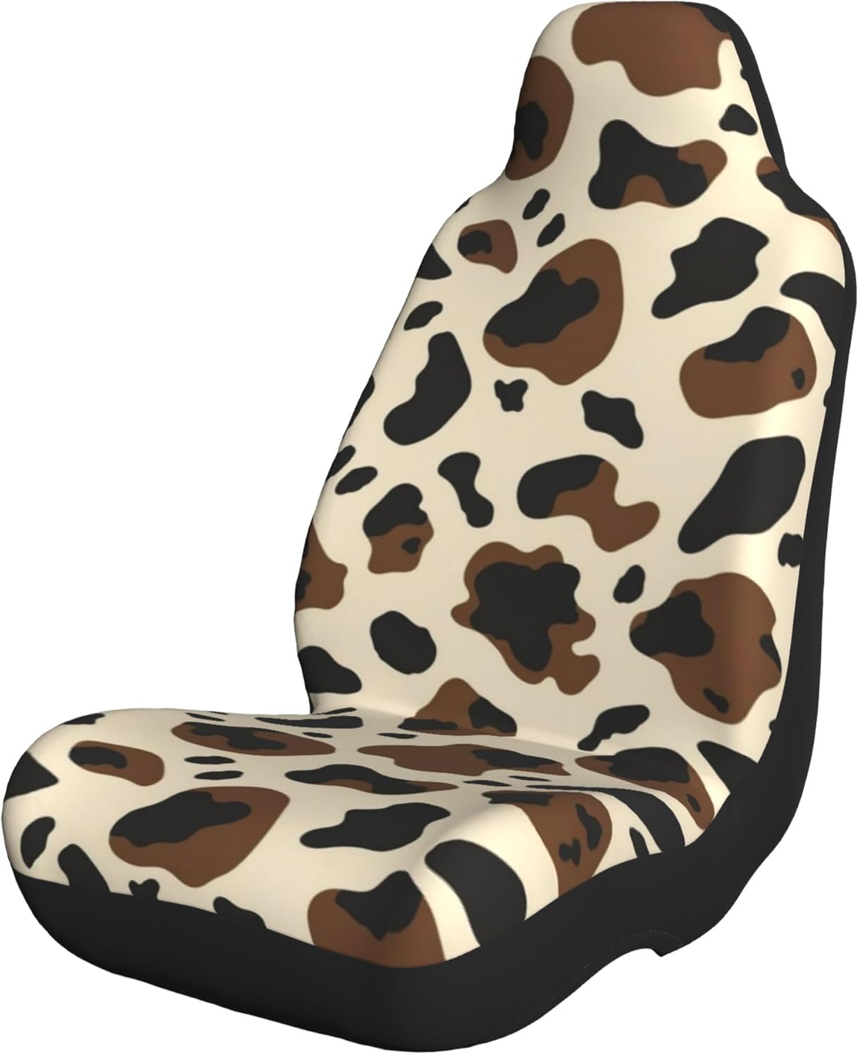 RIMENCH Brown Skin Milk Cow Print Seat Cover 2Pc Universal Front Seat Cover for Car SUV & Truck for All Seasons