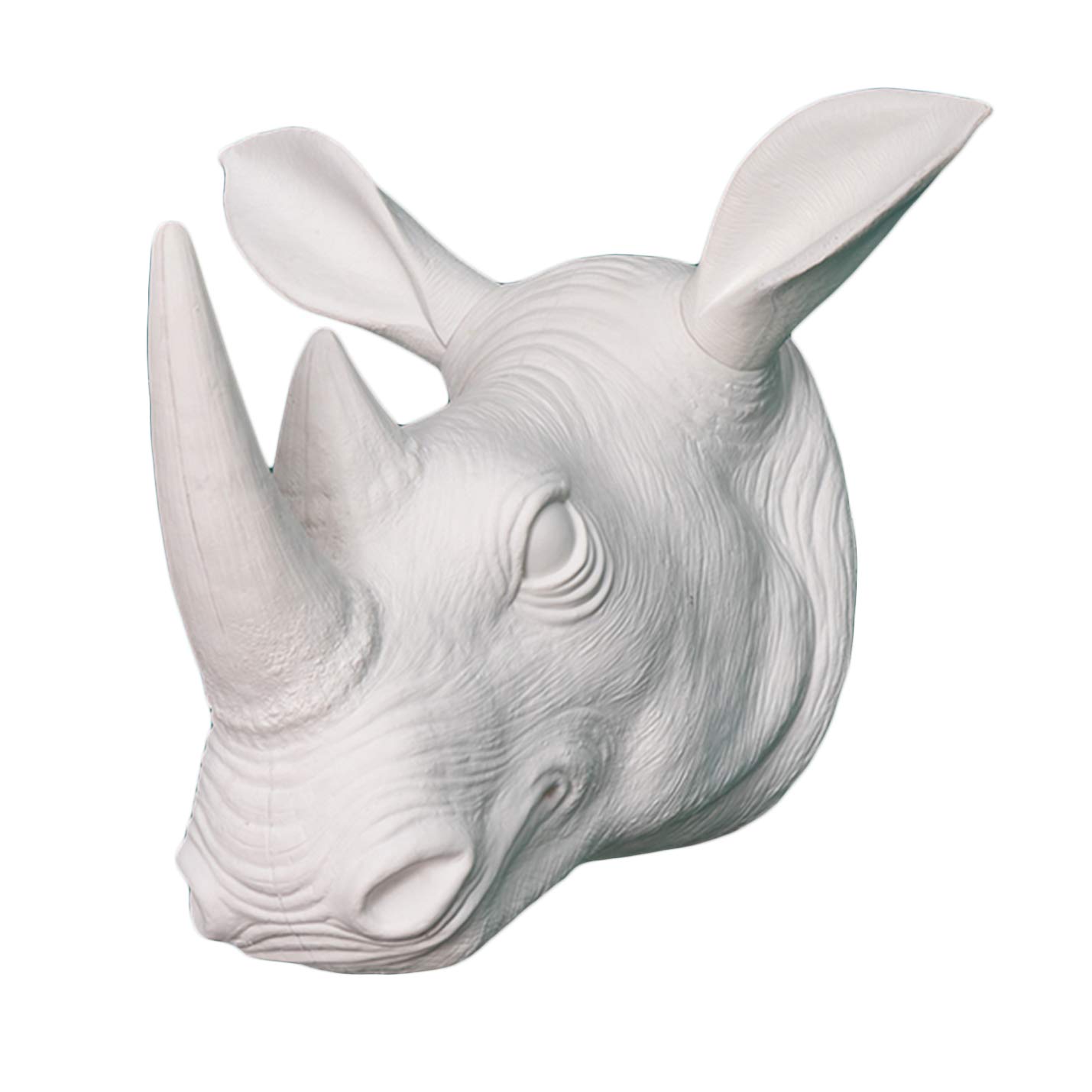 YXCQHZM Rhino Animal Wall Mounted Head Sculpture Rhino Wall Art Decor Bust Faux Taxidermy Animal Head Wall Decor (B,47cm)