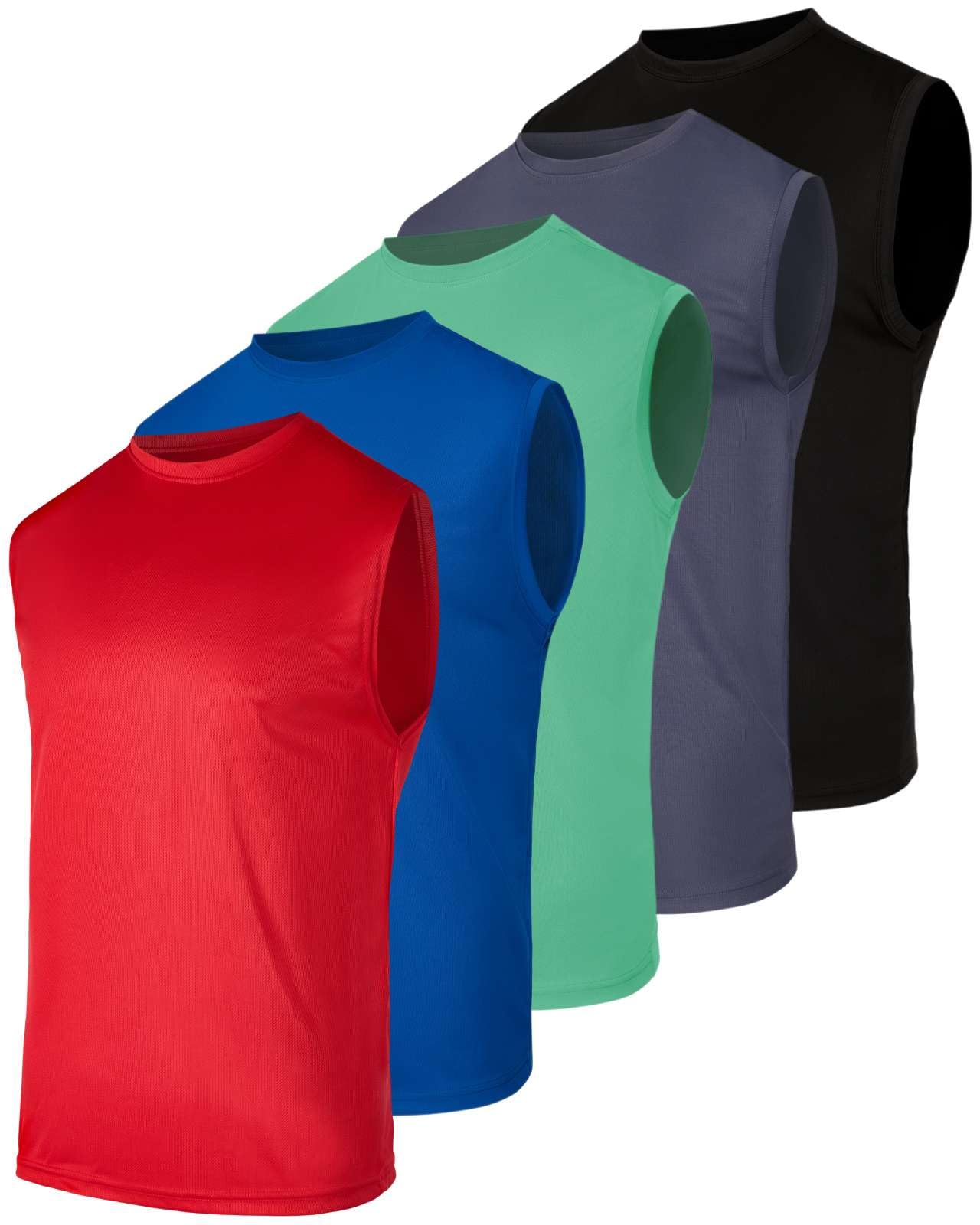 Real Essentials 5 Pack: Men's Mesh Active Athletic Tech Tank Top - Workout & Training Activewear (Available in Big & Tall)