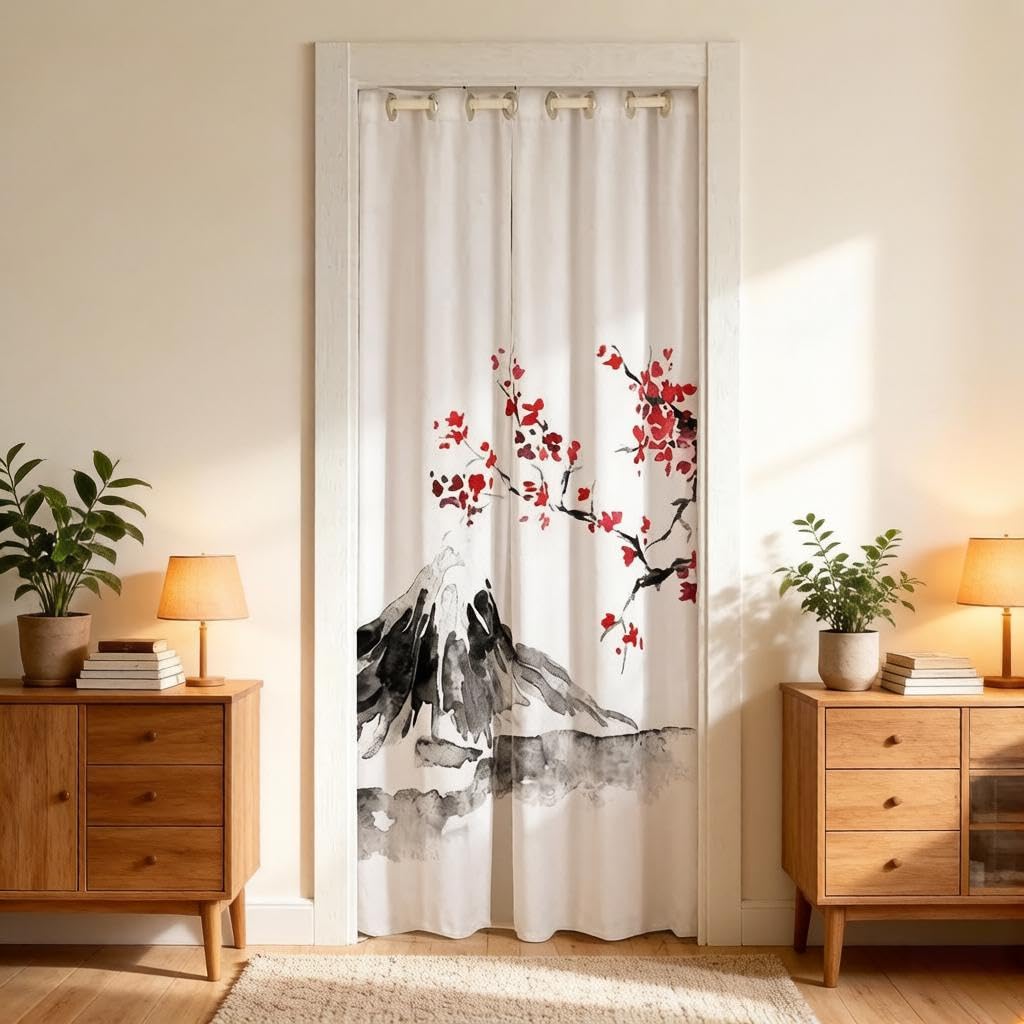 Rideau de porte japonais Loussiesd 86x203 cm occultant pour chambre