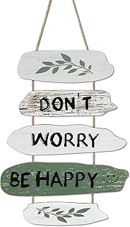 Dazzlewall 5 Piezas Placas Colgantes de Madera Boho Botánica, Placas con Hojas de Oliva y Citas Inspiradoras, Decoración R...