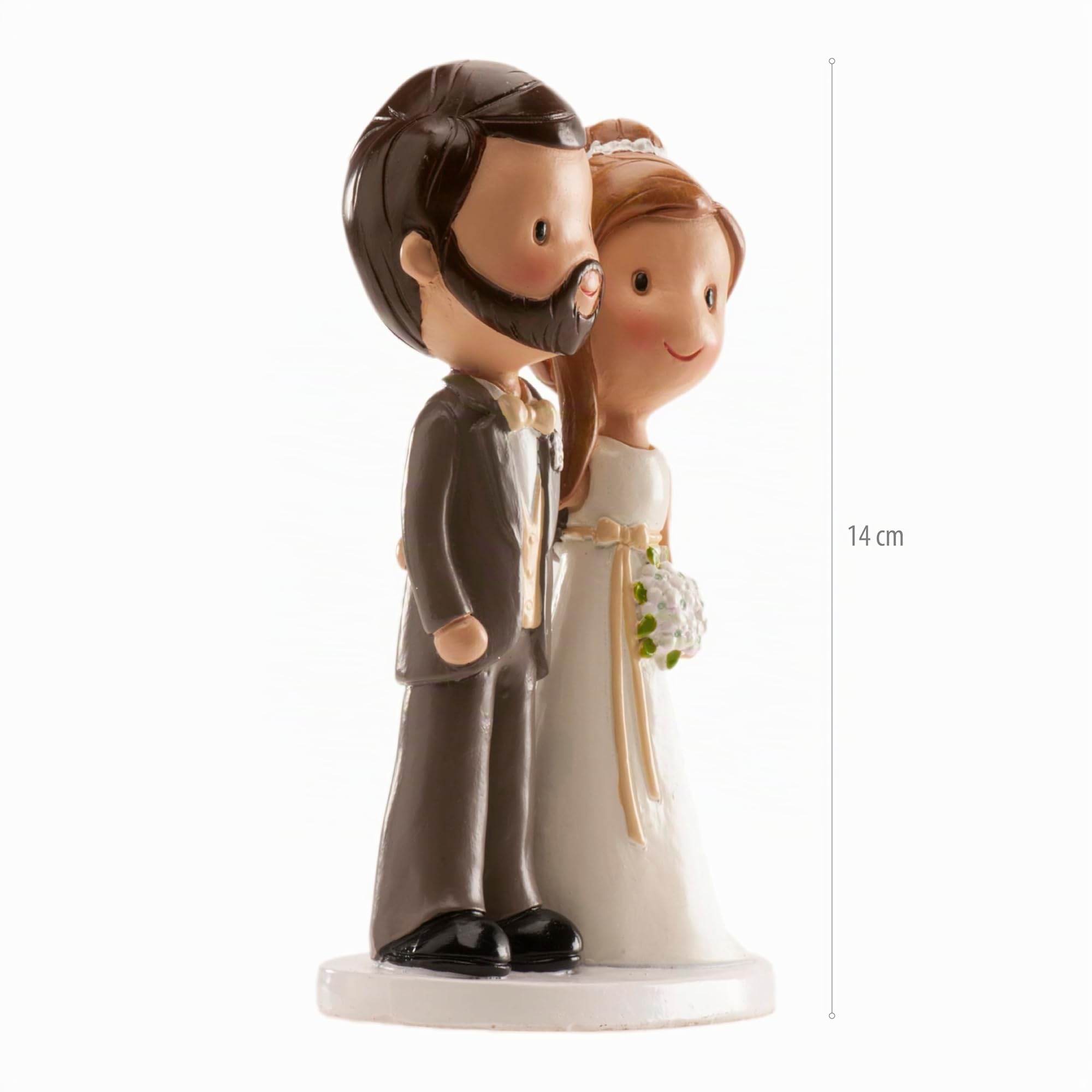 dekora – Sposini per Torta Matrimonio “Old Fashion” - 14 cm di Altezza – Cake Topper Matrimonio in Resina - Statuine Sposi per Torta Nuziale – Base Adatta al Contatto Alimentare