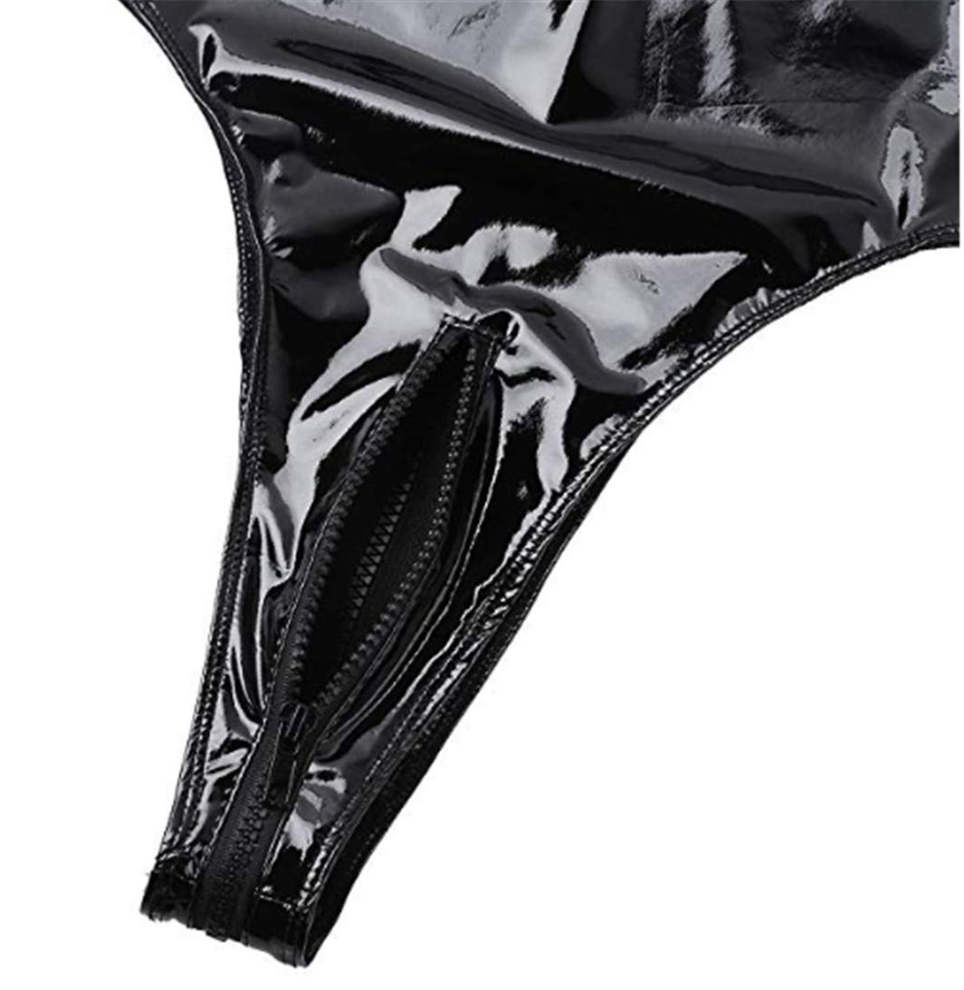Image secondaire de Body Femme Sexy Cuir Vernie Bodysuit Jumpsuit Sexy Transparent Bodycon Lingerie de Nuit Sado MASO Jeu de Rôle Cosplay Dos Nu Cha