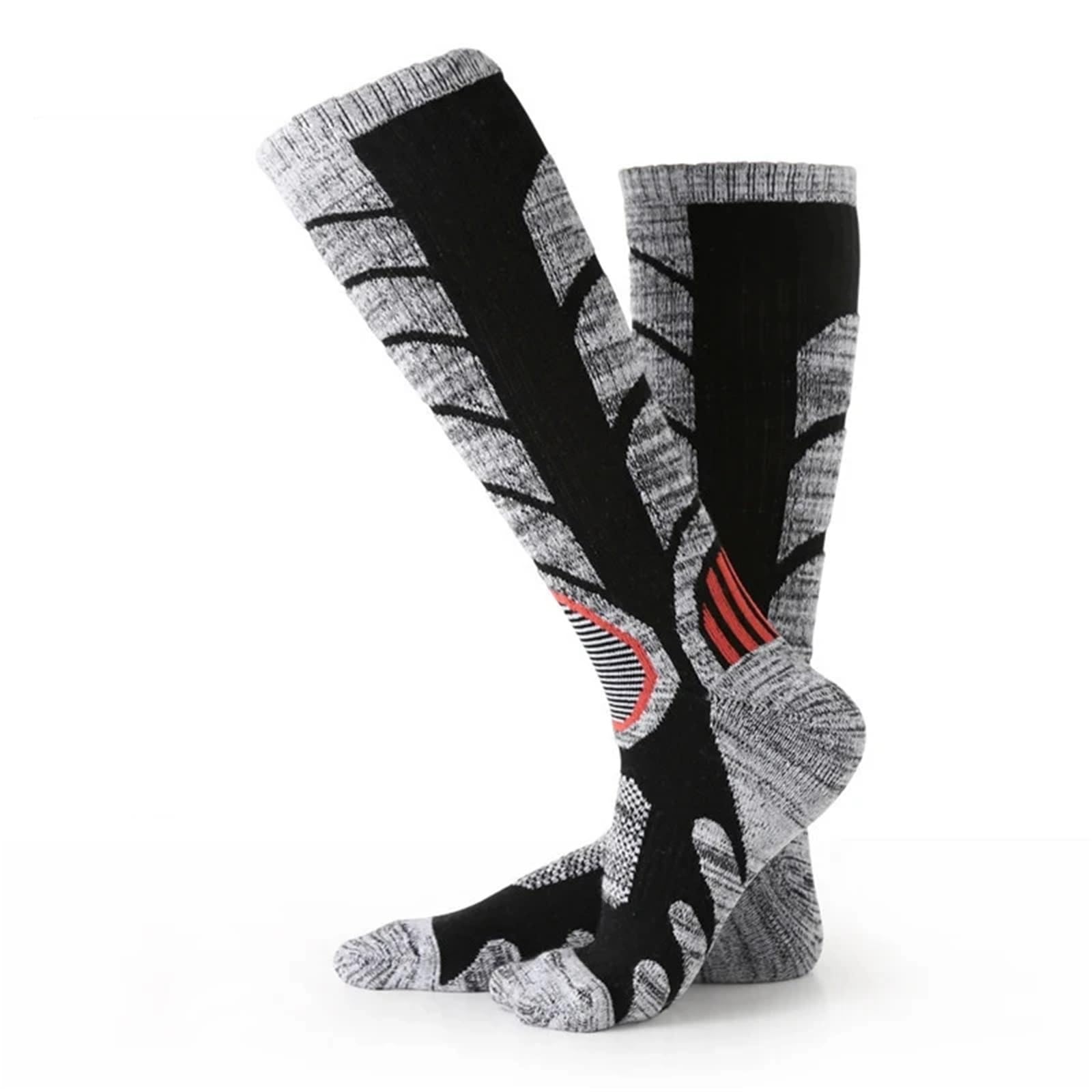 Chaussettes de ski thermiques randonnée for hommes et femmes, longues chaudes, idéales for les sports plein air, le, snowboard performances Pour confort pendant l'activité(Black,2 Pair)