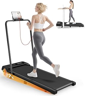 HomeFitnessCode Folding Treadmill with Incline,Walking Pad 2.5HP Under Desk Treadmills for Home,1-8km/h Speed Range,LED Display & Remote Control,No Assembly