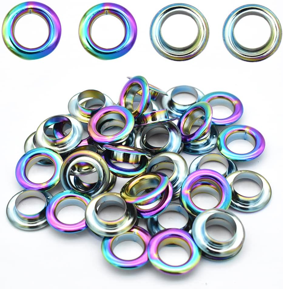 Rainbow Grommets Sewing Eyelets 13mm Metal Eyelets Round Inner Hole Grommets DIY