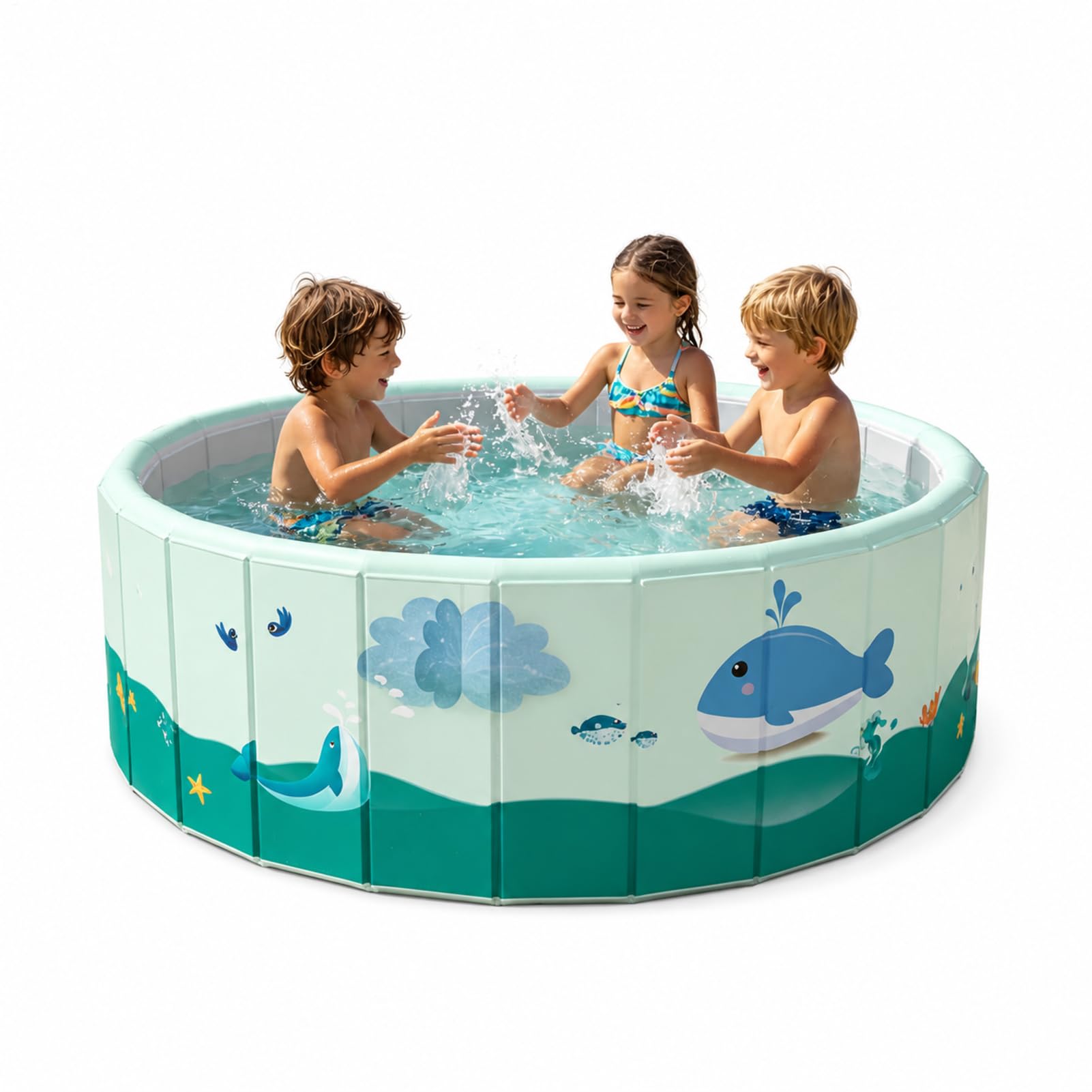Faltbarer Planschbecken Ø 100-150 cm Kinderpool Tragbarer Hundepool Nicht Aufblasbar