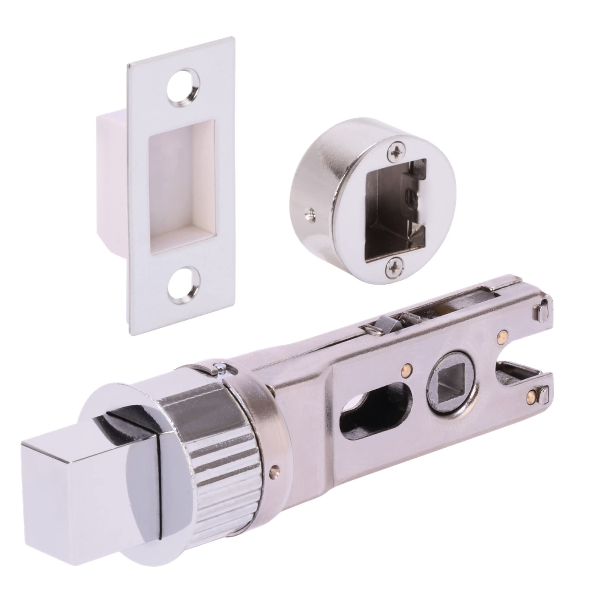Hunta Polished Chrome Handlezone® 76Mm Bullet Bolt, Round Designer Mortice Deadbolt, Catch For Internal Timber Doors - 57Mm Backset