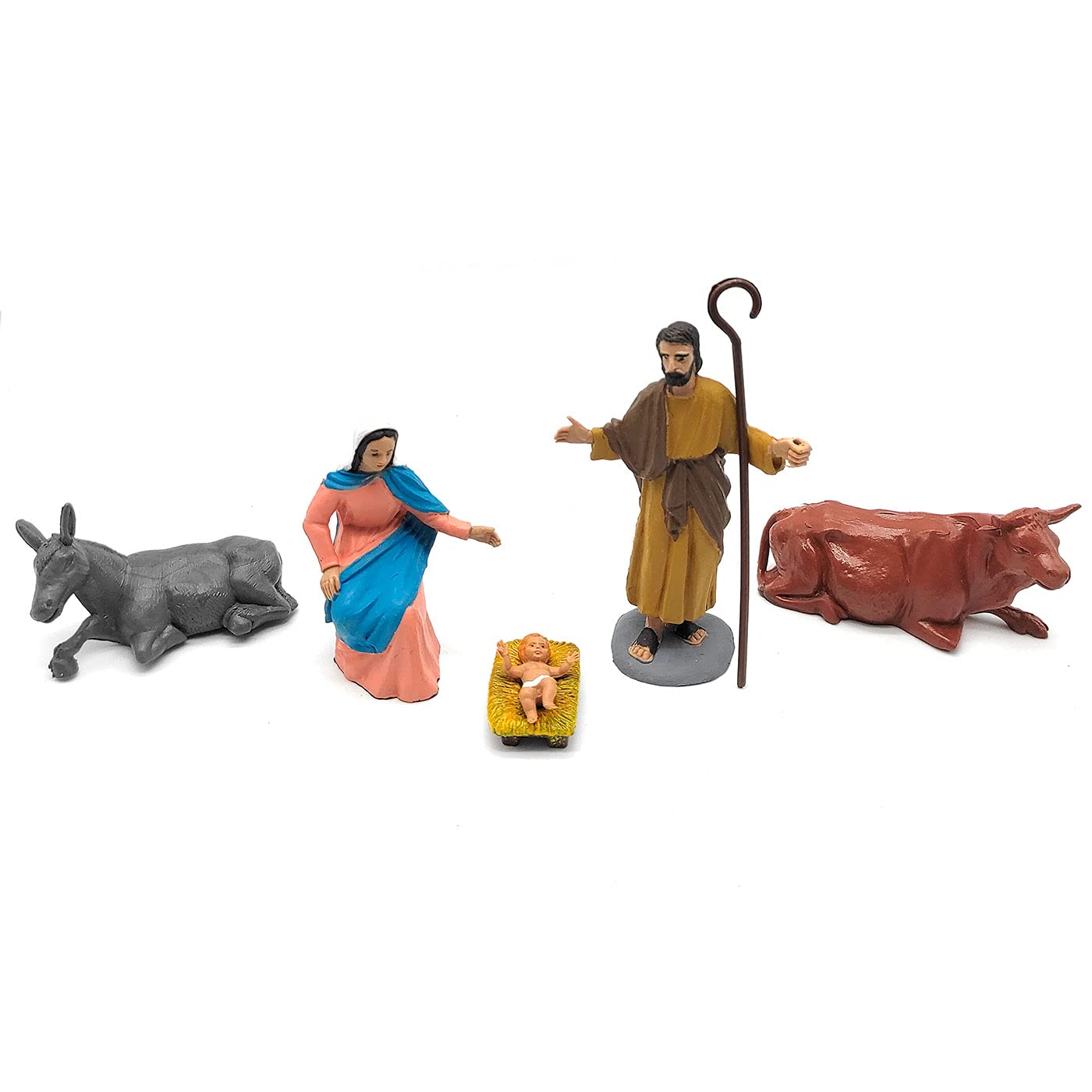 Figurines Crèche Noël Oliver Art 10cm - Jésus, Marie, Joseph, Animaux - Durexine