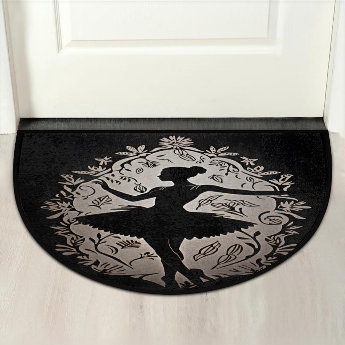 TropicalLife Ballet Theme Half Round Door Mat Indoor Outdoor Doormat Washable Welcome Entrance Way Front Half Circle Rugs for Entryway Outside Kitchen Decor