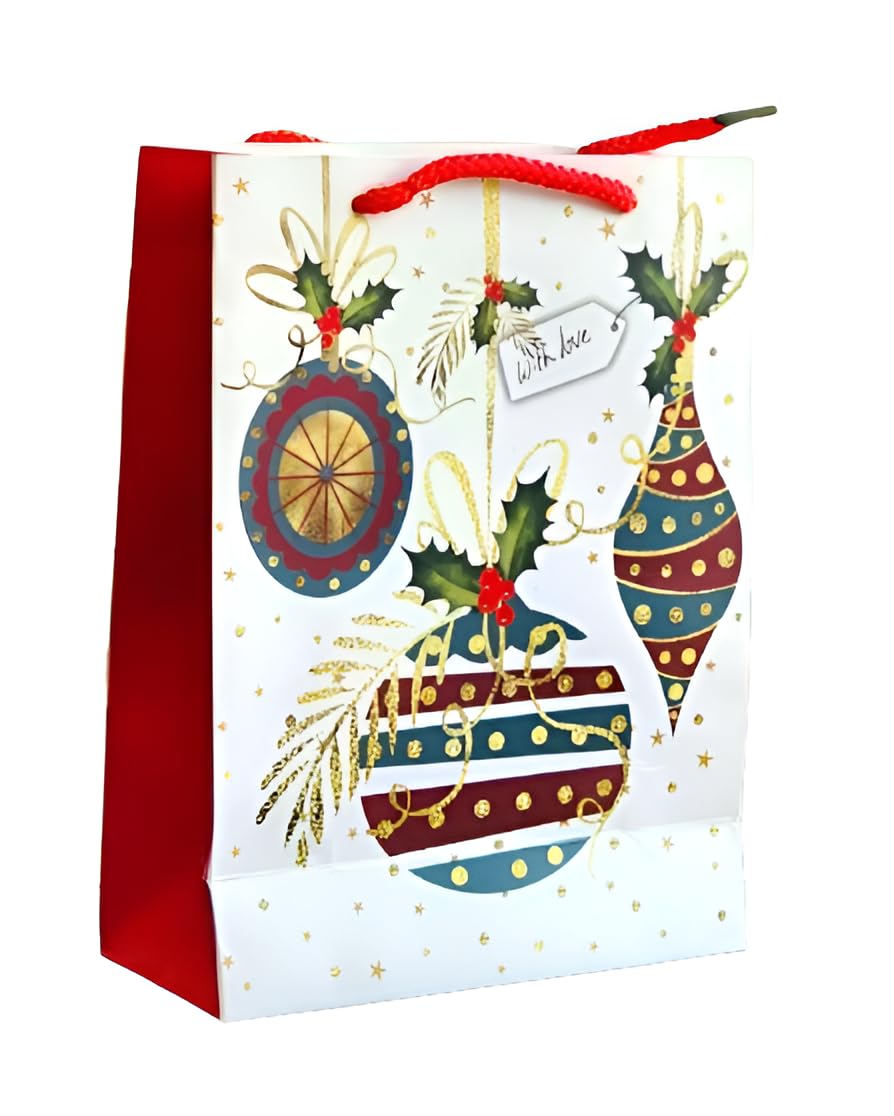 Fancy Christmas Bag Assorted - Vibrant Holiday Gift Wrapping, Large Premium Xmas Gift bag with Handles (31 x 12 x 42cm)