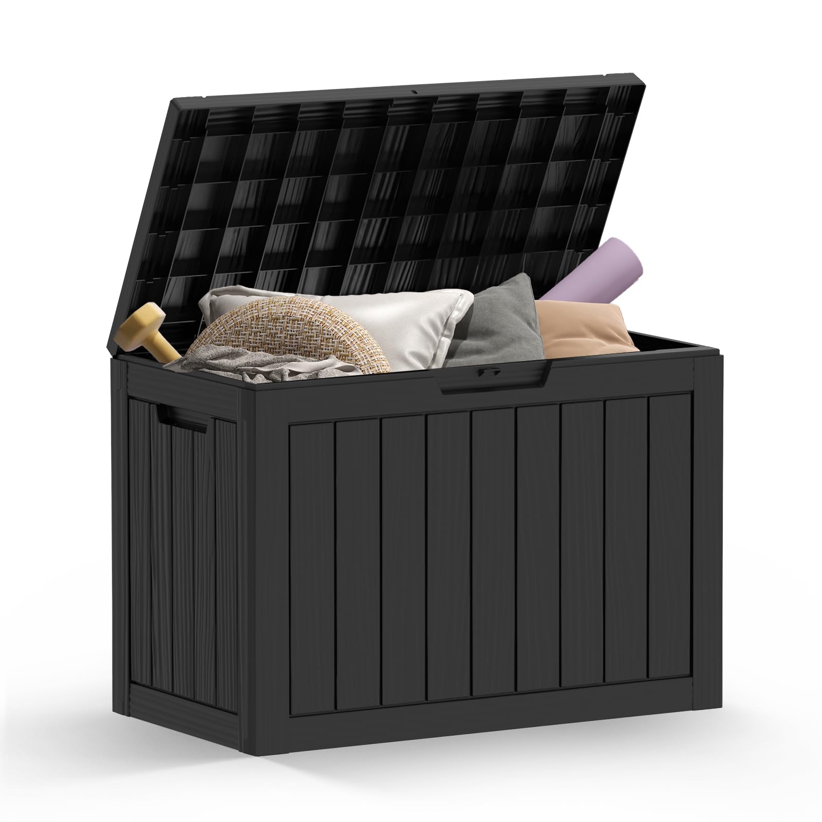 Fern & Field® 170L Outdoor Garden Storage Deck Box – Waterproof, Weather-Resistant Storage Chest for Cushions, Garden Tools & Toys (Anthracite Black)