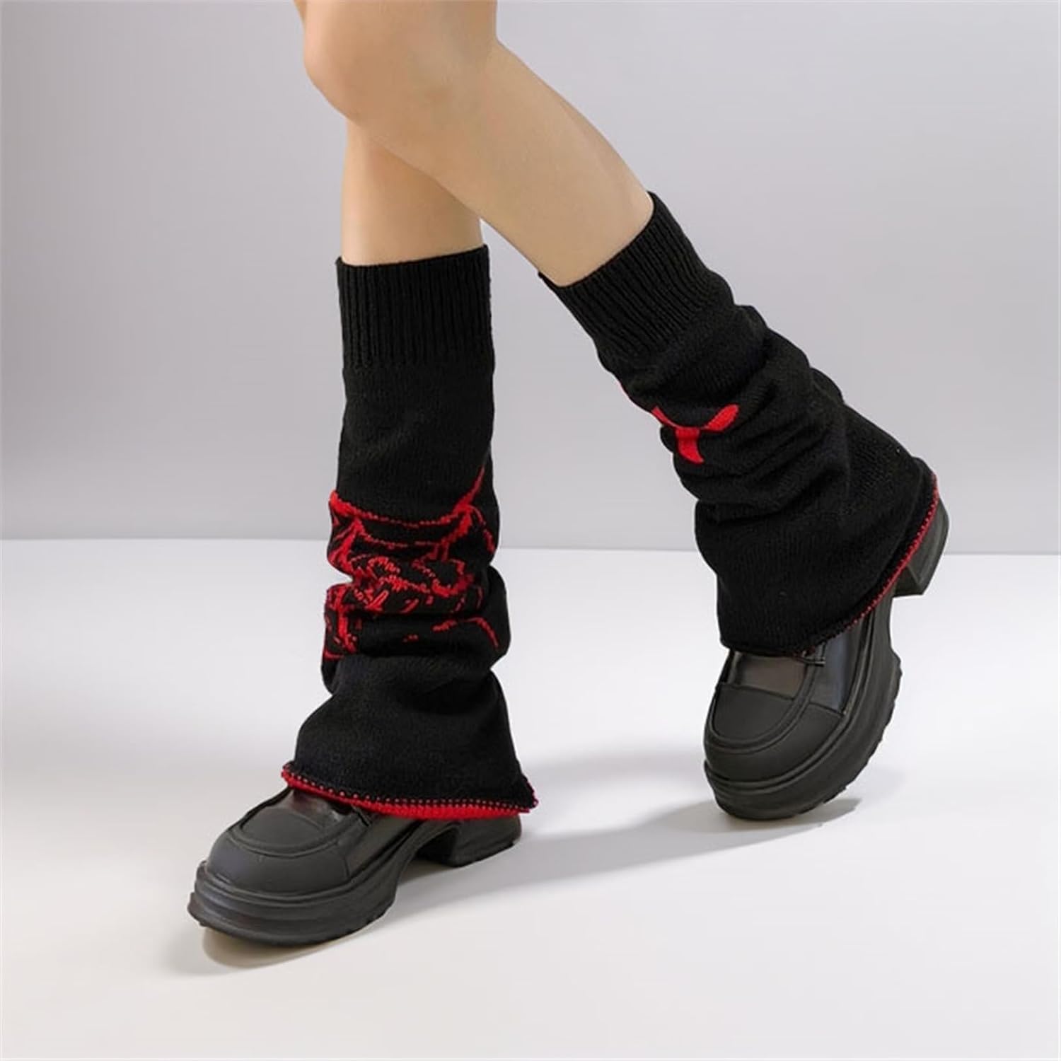 Goth Y2k Leg Warmers for Women Punk Alt Grunge Cute Rave Emo Knit Winter