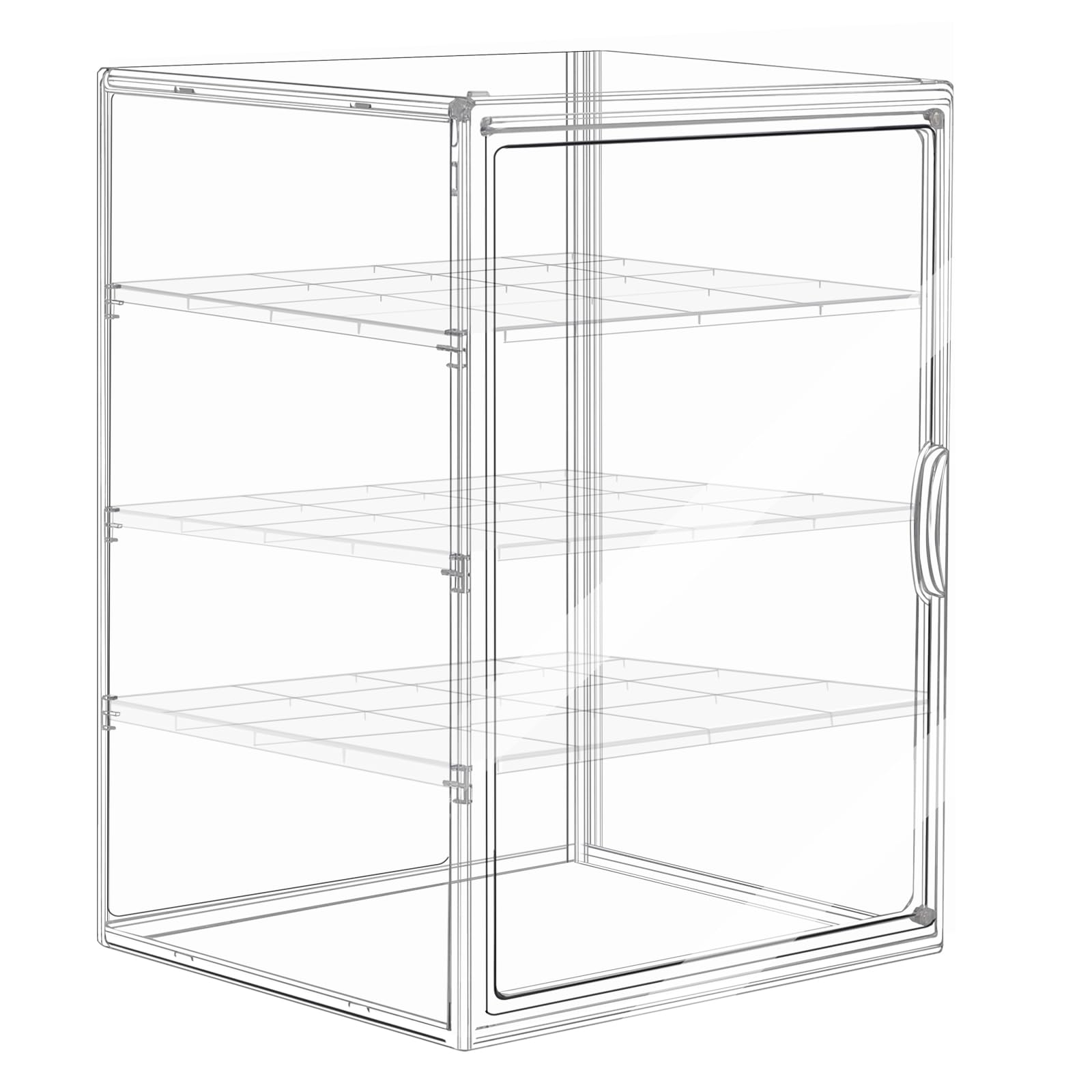 Bostar Vitrine Acrylique pour Collection, Boîte de Rangement Transparente Anti-Poussière avec Porte Magnétique et Panneaux Amovibles, Showcase pour Mini Figurines, Objets de Collection (40x30x25cm)