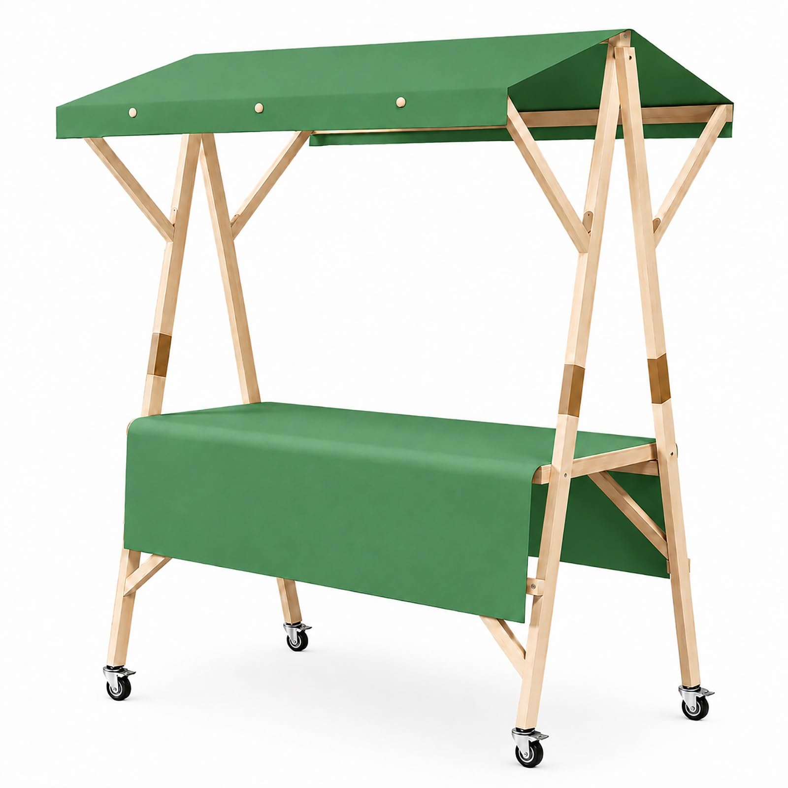 SBCWH Portable Market Stand with Wheels, Foldable Vendor Cart with Canopy, Outdoor Farmers Market Stall, Lemonade Stand, Candy Dessert Flower Display Booth(Green,120cm/47in)