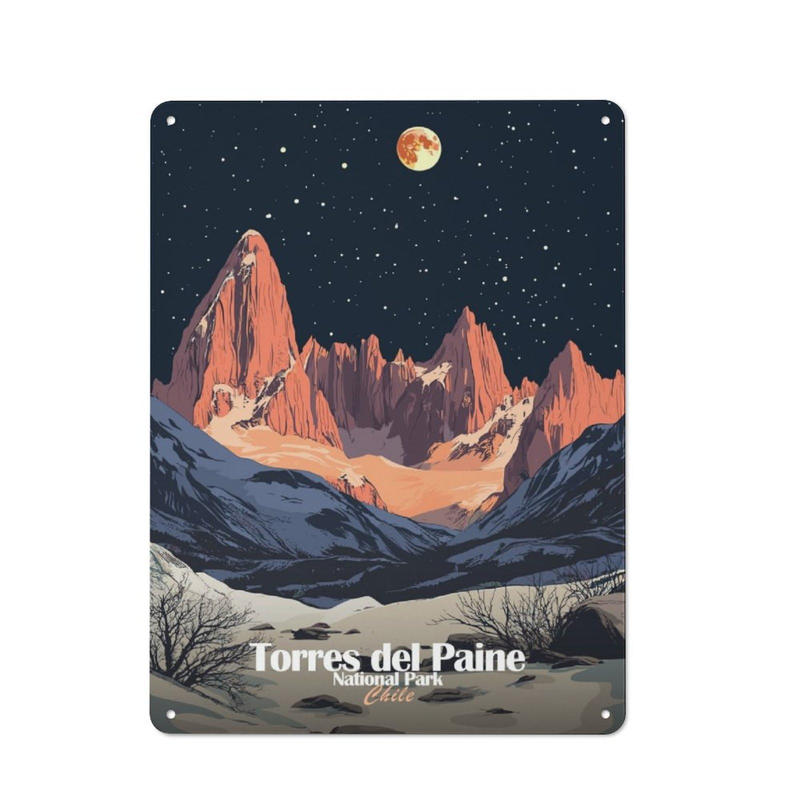 Junmoney Torres Del Paine National Park Retro Metal Sign 40X30cm For Garage Wall, For Home Interiors And Metal Sign Collectors