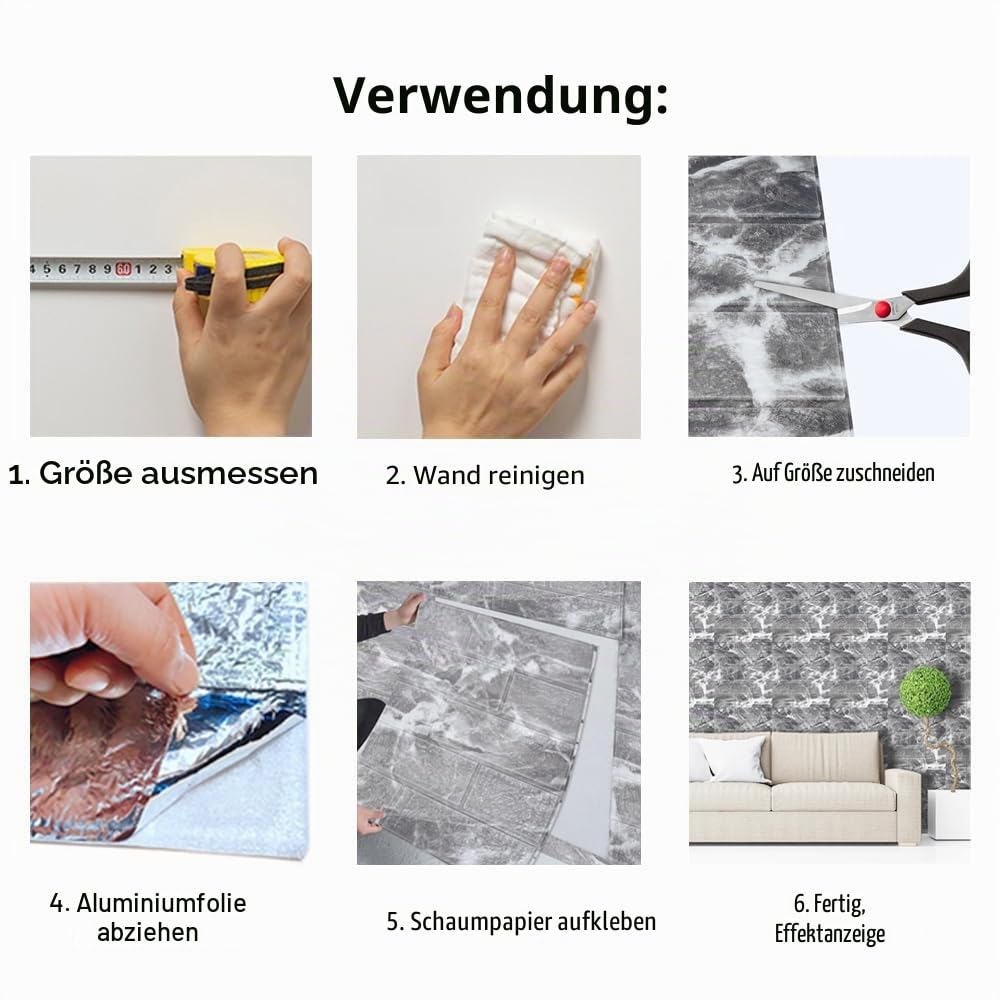 3D Wandpaneele Selbstklebend Steinoptik 35x39cm 3D Ziegelstein Tapete Wandfliesen Schaumstoff Wasserdicht Wandaufkleber Wandtapete für Wohnzimmer Küche Badezimmer (Gelber Stein, 36 Stück)