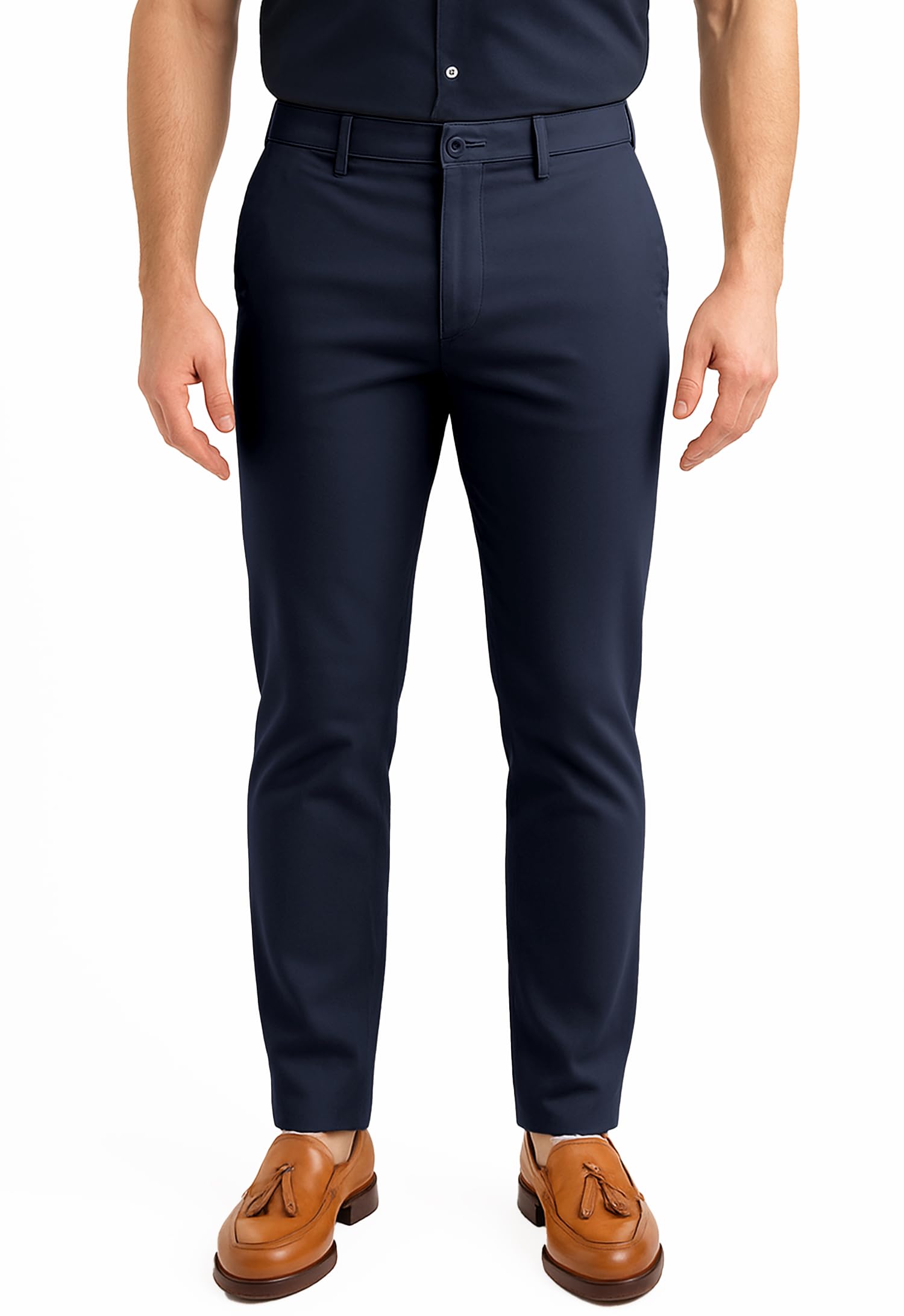 Arber Mens Slim-Fit Stretch Chinos 97 Cotton 3 Elastane Flat Front Breathable Machine Washable Gray Blue Beige