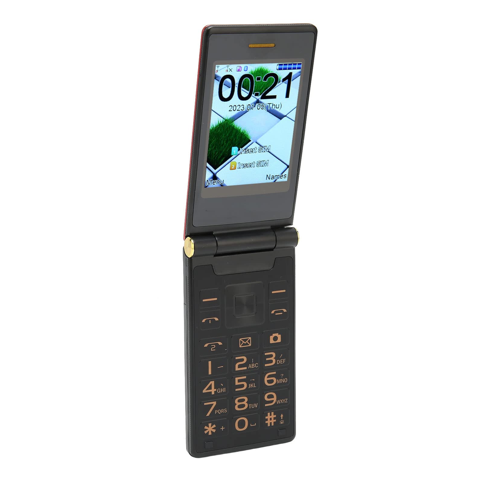 Odblokowane Telefony z klapką dla Osób Starszych, Duży Przycisk 2G Łatwy w Użyciu Starszy Telefon Komórkowy z klapką, Kieszonkowy Telefon Seniora z Dwiema Kartami SIM z Podwójnym (Czerwony)