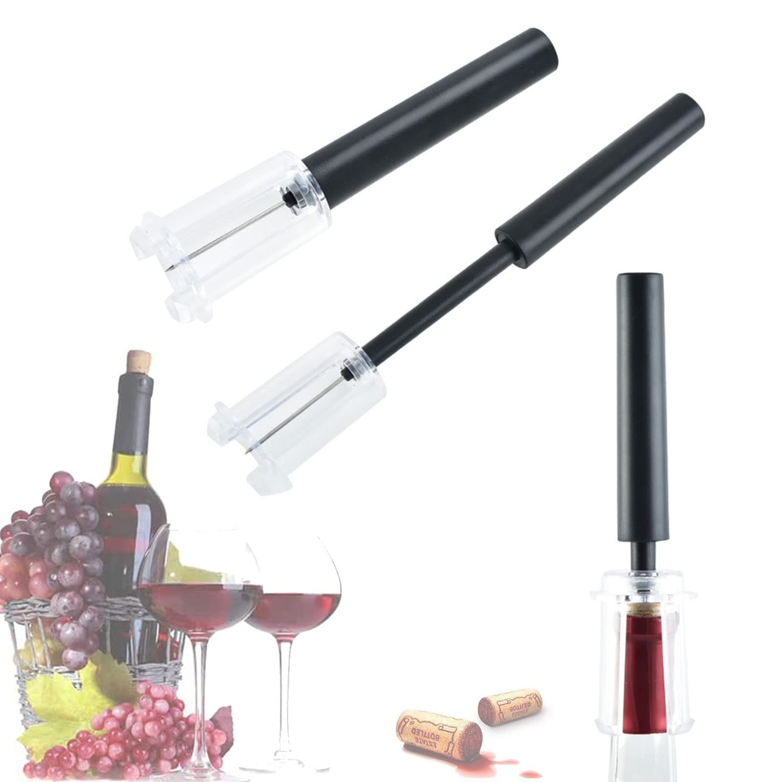 Cavatappi Ad Aria Compressa Professionale - Apri Bottiglie Di Vino In Acciaio Inox, Regalo Elegante Rosso - Foto 2