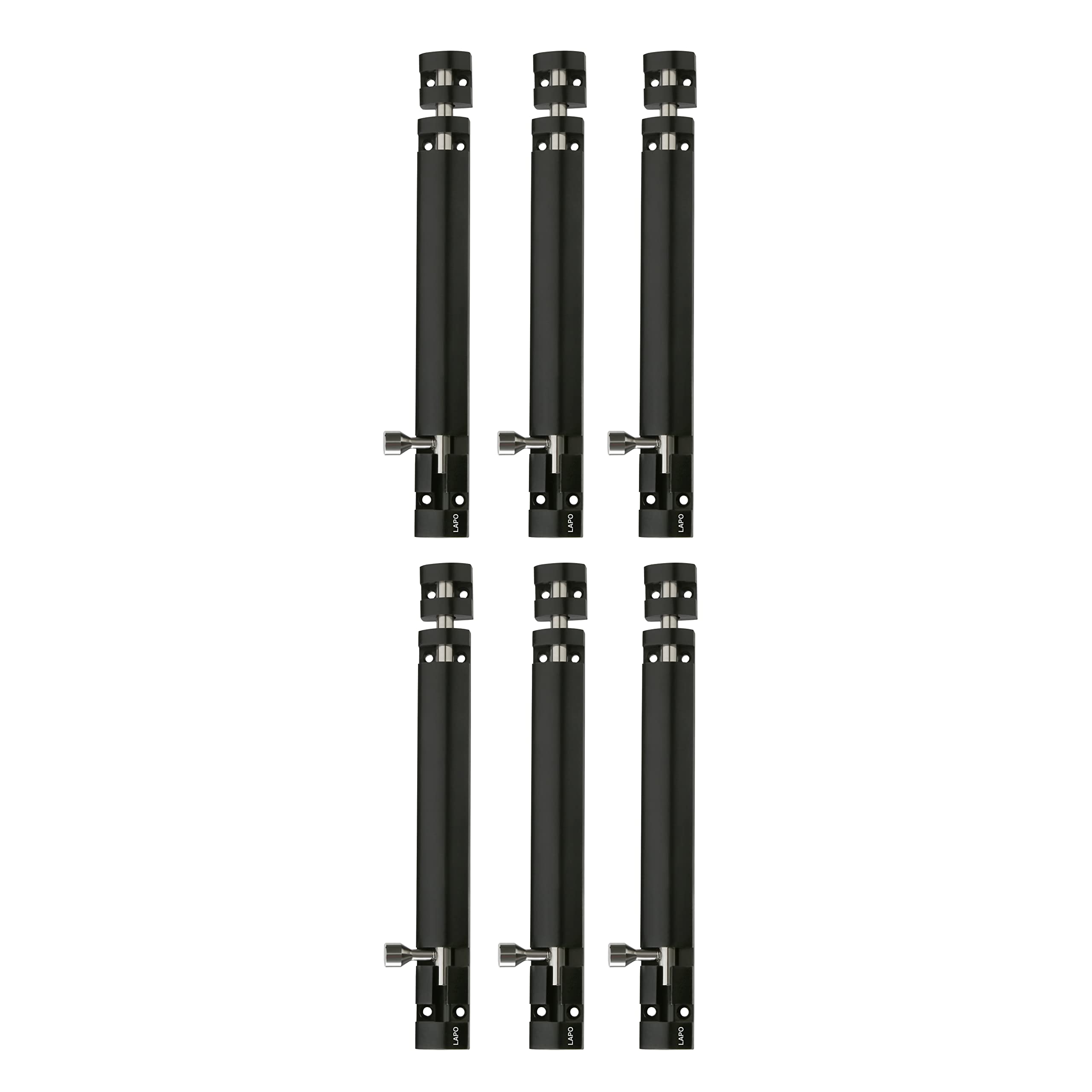 LAPO 6 Pack Heavy Duty Aluminium 8 Inch Tower Bolt for Home,Offices Doors and Windows/Tower Bolt for Main Door/Door Latch/Kundi/Chitakini/Door Latch for Main Door and Windows (Black Finish, Pack of 6)