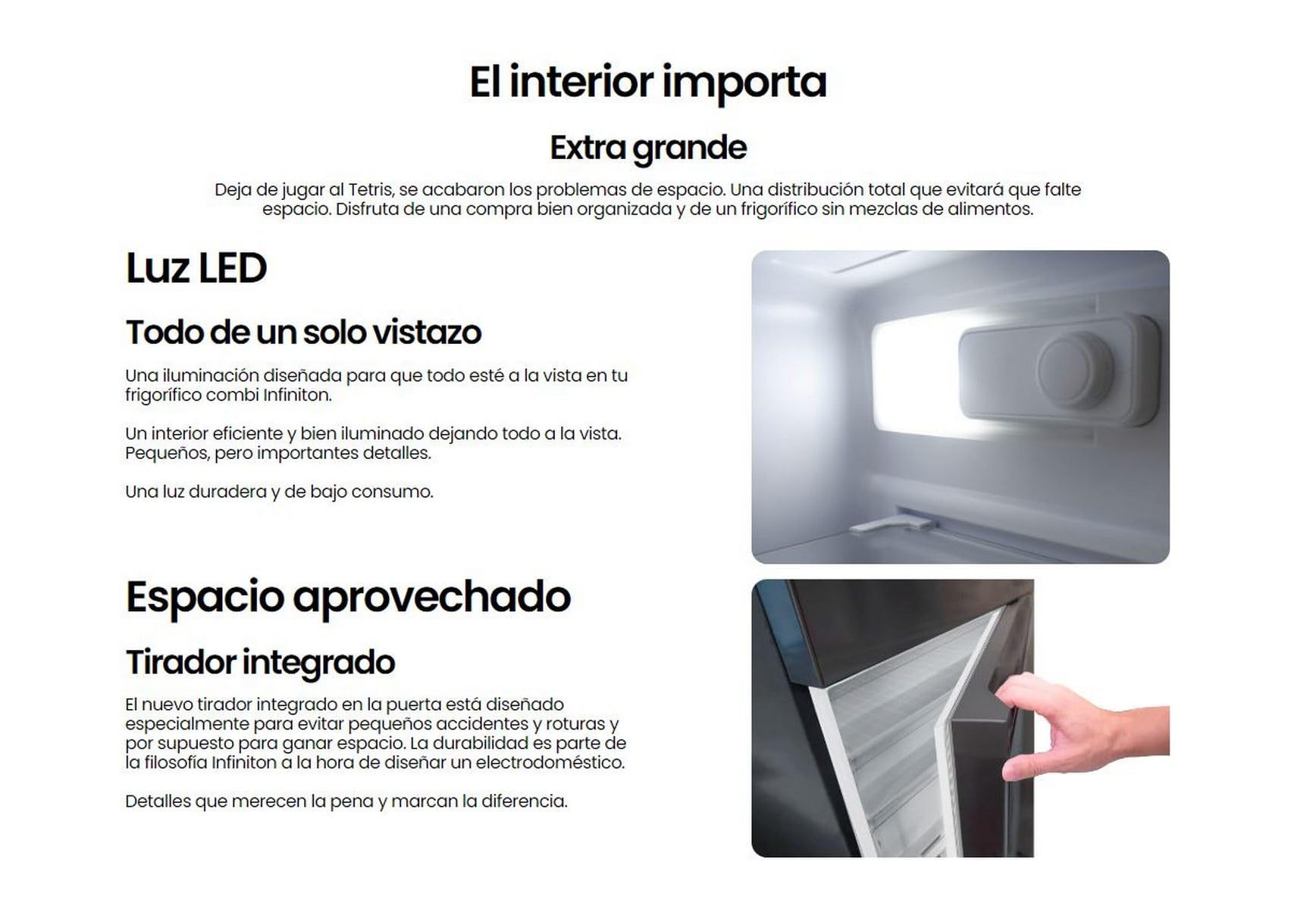 INFINITON Frigorifico Combi FGC-210C14DEK, 205 Litros, 144 cm de Altura, E, Fast Freezing, Tirador integrado, Puerta reversible, Acabado DARK INOX