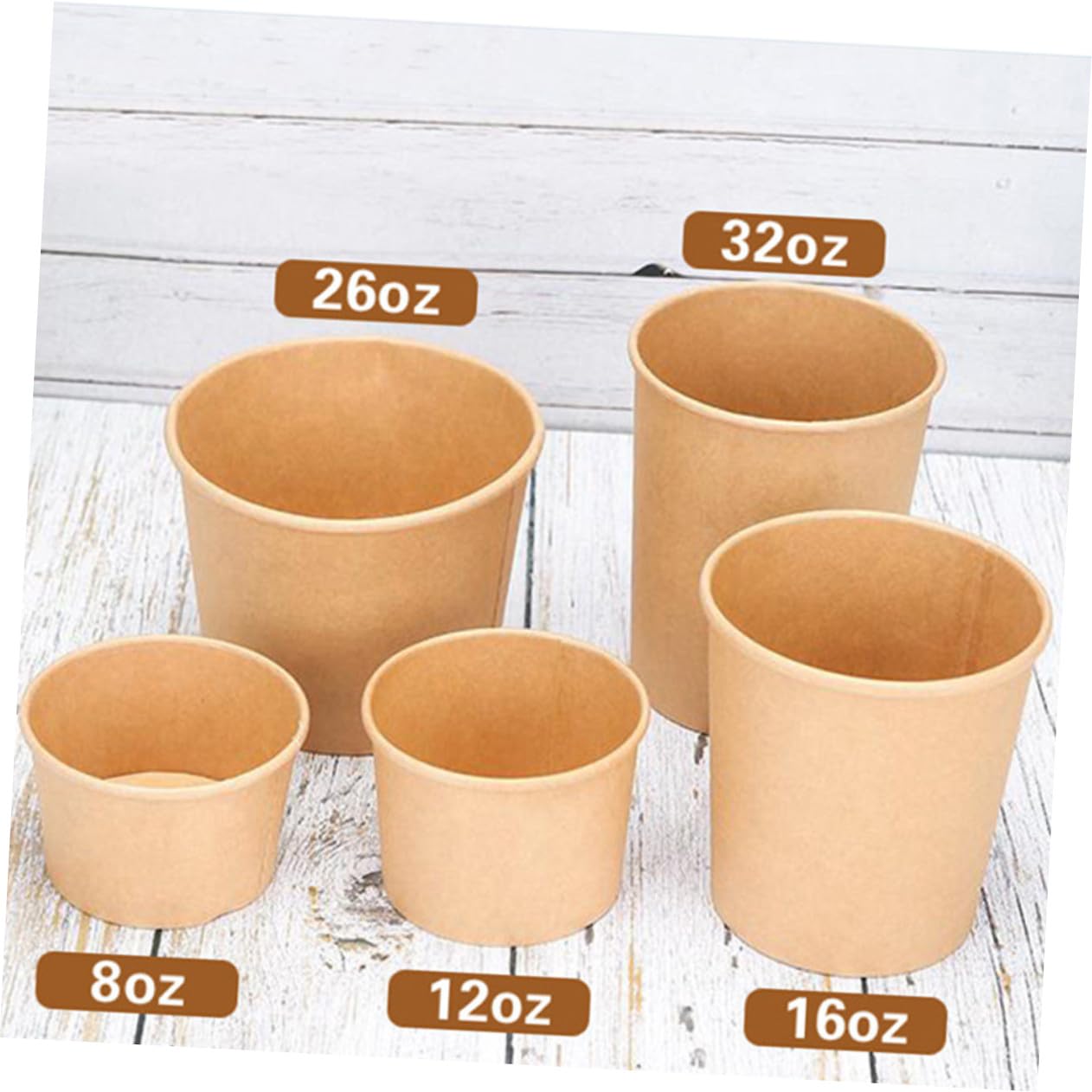 Einweg Suppenbecher 12 Oz 50 Stück aus Kraftpapier mit Deckel