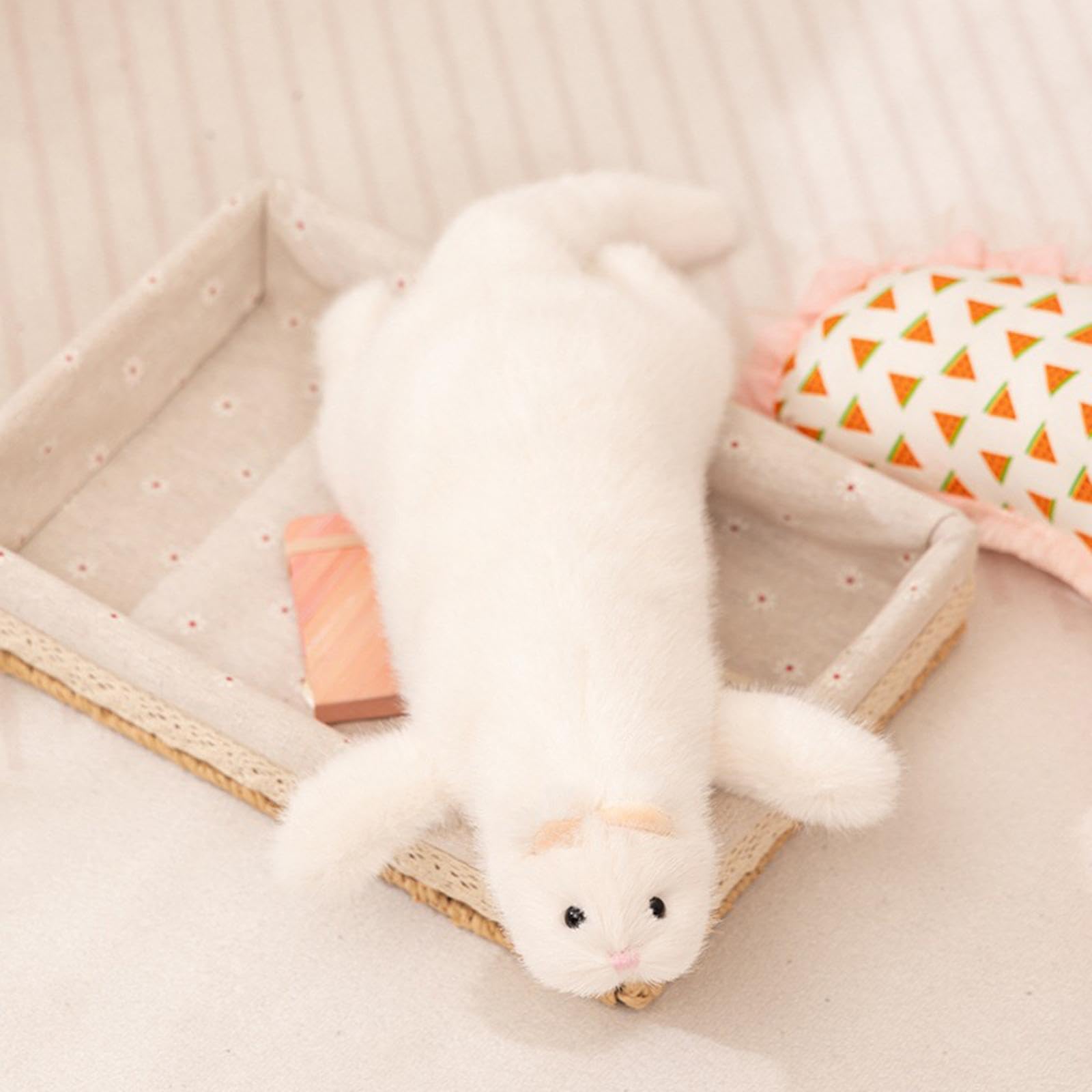 Qectial Furet en Peluche, Oreiller Doux et Réaliste, Décoration de Canapé, Jouet pour Adultes, Garçons, Filles et Enfants, Blanc Qectial Furet en Peluche, Oreiller Doux et Réaliste, Décoration de Canapé, Jouet pour Adultes, Garçons, Filles et Enfants, Blanc