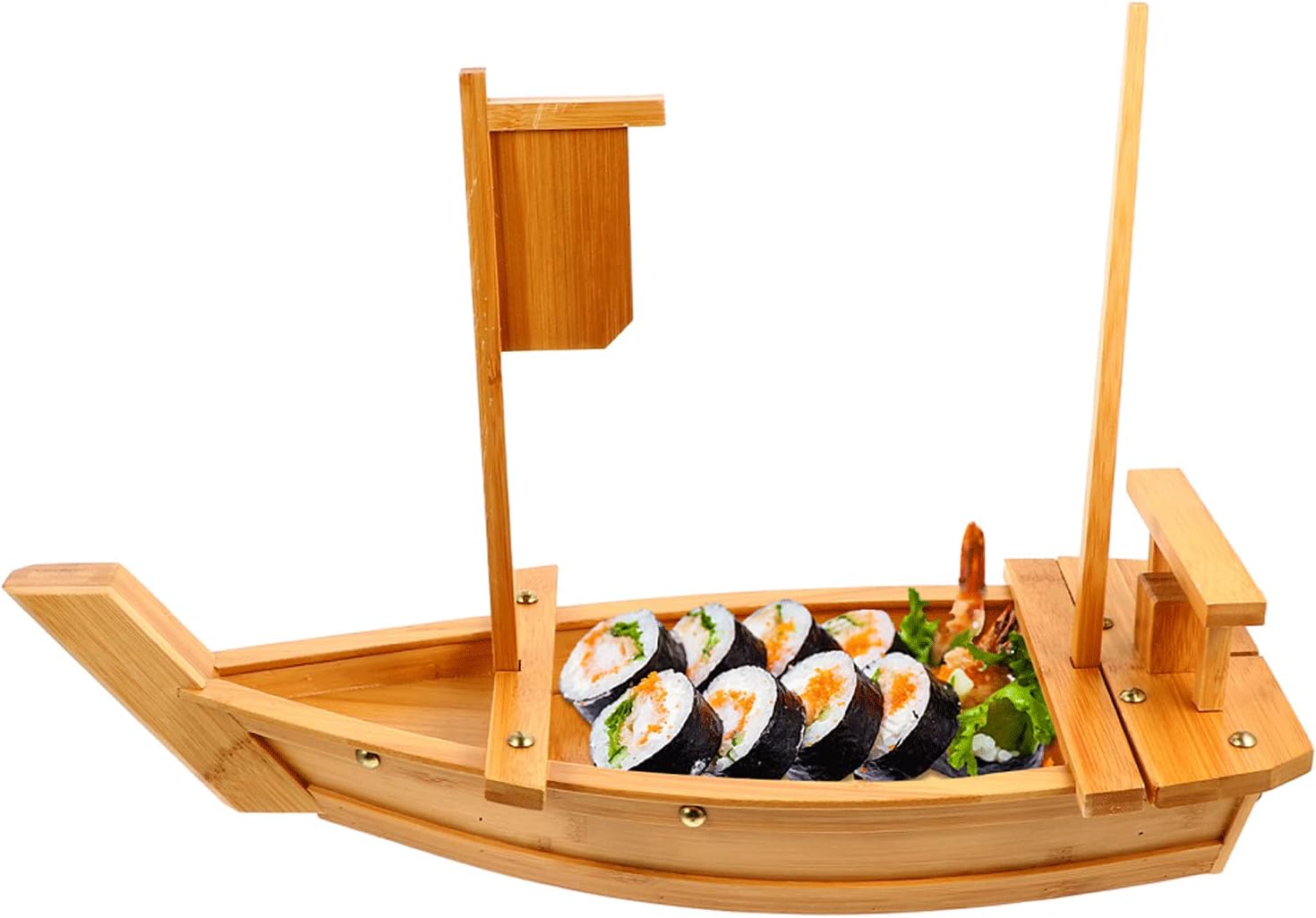 Wooden Sushi Boat Serving Tray 35 Inch, Extra Large Sushi Plates Sushi Boat Sashimi Serving Platter for Restaurant or Catering Service