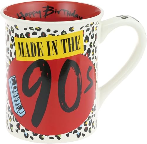 Enesco Our Name is Mud Decades Happy Birthday Made in the 90s Taza de café, 16 onzas, multicolor