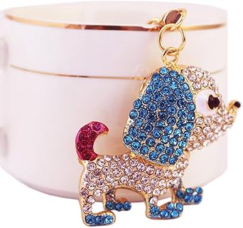 Cute Dog Design Sparkling Crystal Rhinestones Keychain Handbag Charm Decoration Accessories