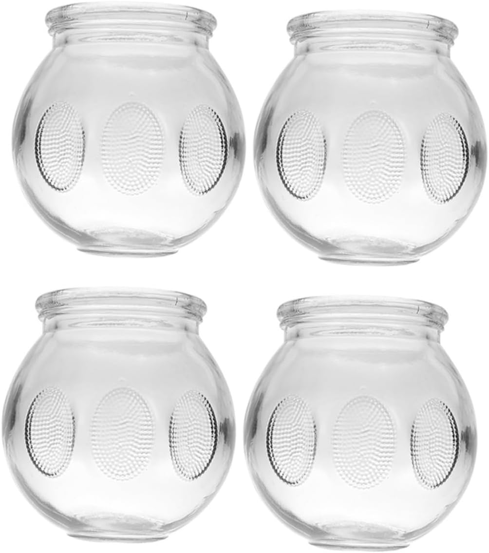Healeved 4pcs Thick Glass Vacuum for Home Cupping Therapy Chinese Massage Cups Suction Therapy Tool for Muscle and Relaxation
