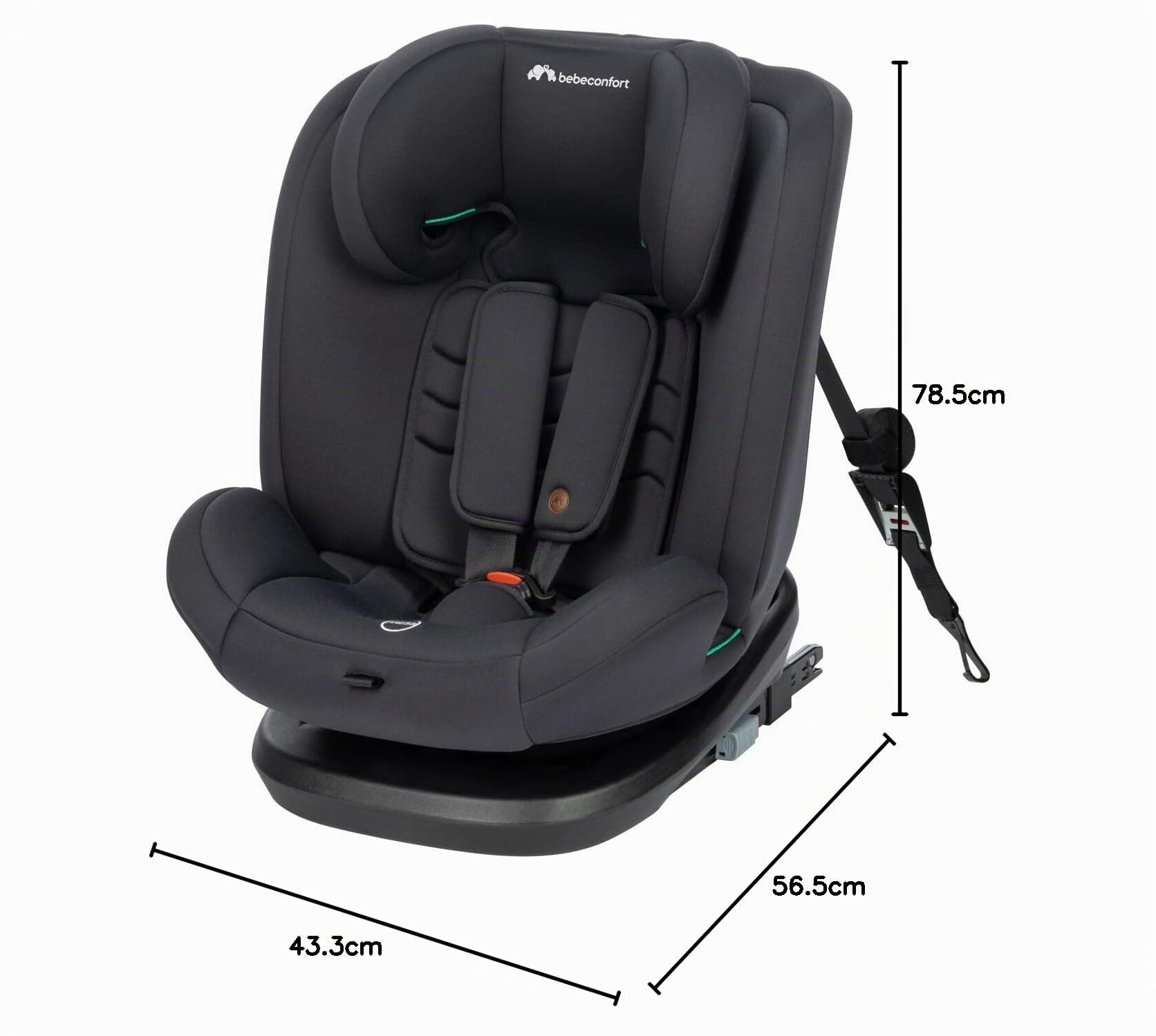 Bebeconfort Apollo i-Size Silla de coche, ISOFIX, Reposacabezas 13 Posiciones, 4 Posiciones Reclinadas, protectores laterales, para niños de 15 meses a 12 años, 9-36 kg, 76-150 cm Mineral Black