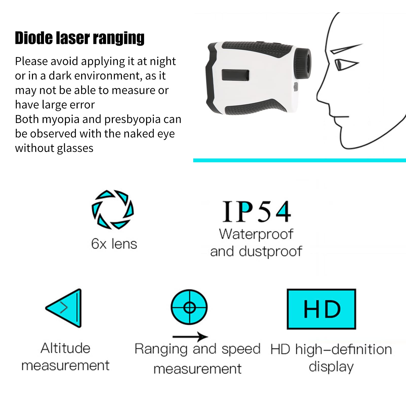 ZIYOUHU Télémètre Laser HK Mise à Niveau HD Outil de Mesure de Distance pour la Mesure en extérieur Golf Chasse et Construction Lentille Optique de Haute précision Mise au