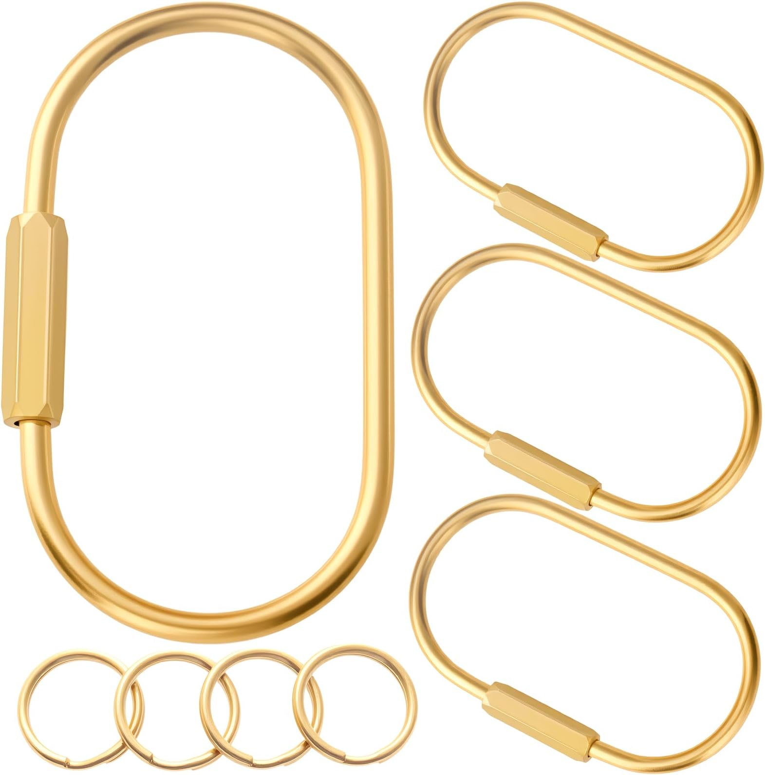 Gold Brass Key Rings, Purse Bag Charms for Handbags, Screw Lock Key Organizer, Carabiner Keychain Clip for Keys