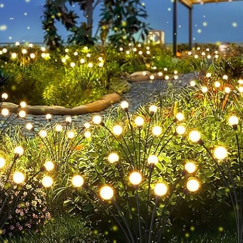 LETMY Solar Garden Lights - 4 Pack Upgraded Swaying Solar Lights Outdoor, 32 LED Solar Outdoor Lights, Solar Firefly Lights Outdoor Waterproof Garden Decorations for Yard Patio Pathway Holiday Cover