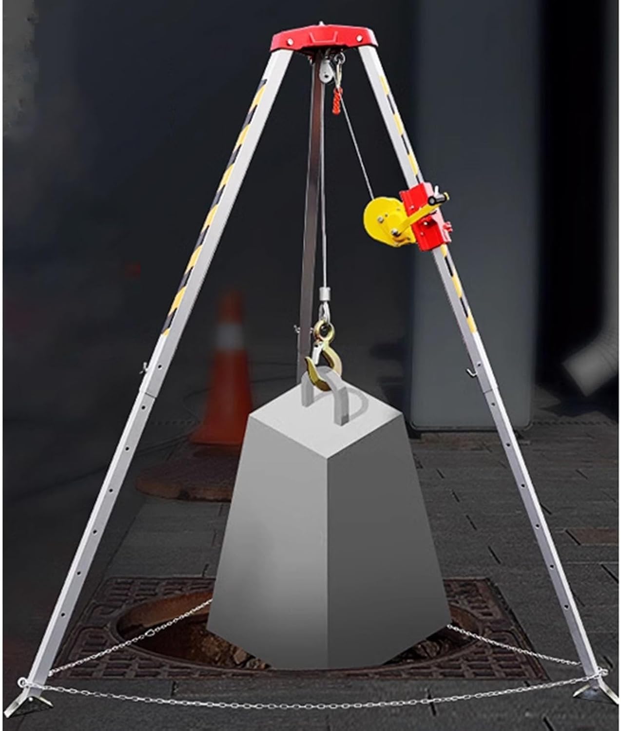 Aetherion Stativ für enge Räume, Rettungsstativ mit 30 m Stahlkabel und Fallschutz, Kapazität 544/816/1179 kg, für Rettung von 816 kg