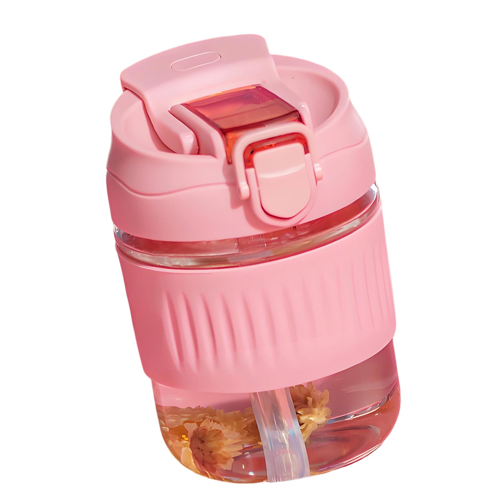 Mekalero Glass Drinking Vessel with Silicone Sleeve Water Bottle with Leakproof Lid Suitable for Offices or Gym Strong Glass Beverage Container