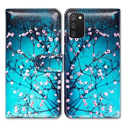 Bcov Galaxy A02S Case,Samsung A02S Case, Plum Blossom Flower Leather Flip Phone Case Wallet Cover With Card Slot Holder Kickstand For Samsung Galaxy A02S #TOP16